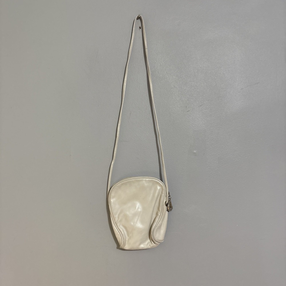 Vintage Dawli Genuine White Leather Crossbody Shoulder Purse Handbag Read